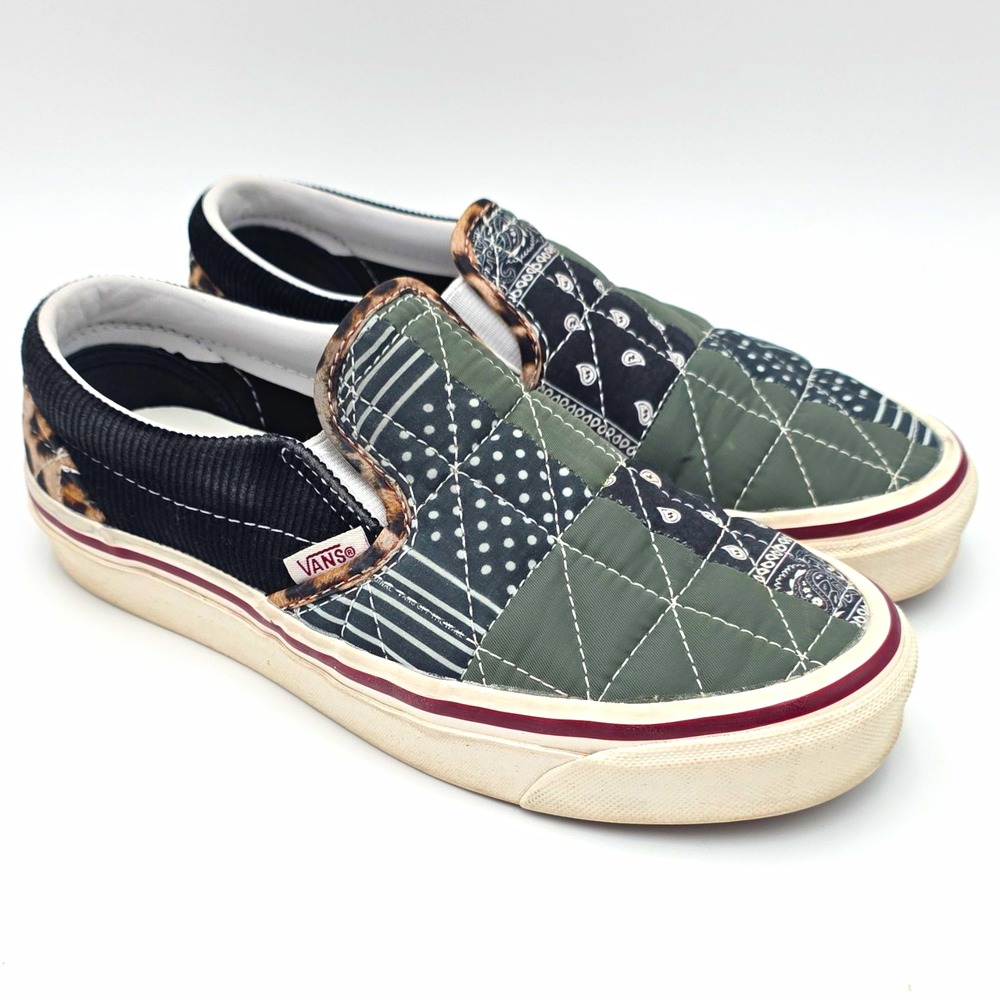 Vans Slip-On Unisex Kids Patchwork Quilted Green/Black/White US 6 (500714)